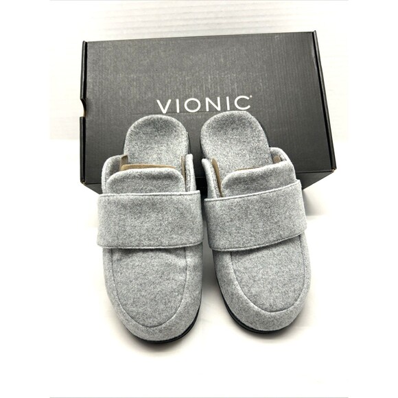 Vionic Gemma II Womens Slipper Mule Clog Light Grey Flannel Size 5 New in Box - Picture 1 of 8